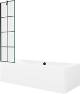 Mexen Cube cadă dreptunghiulară de 180 x 80 cm cu panouri si paravan cu 1 aripă 50 cm, Model negru - 550518080X9505007077