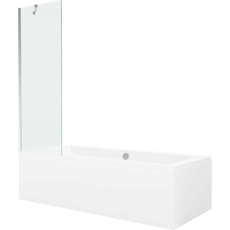 Mexen Cube téglalap alakú kád 180 x 80 cm-es burkolatú és 1-szárnyú paraván 60 cm, átlátszó, króm