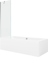 Mexen Cube cadă dreptunghiulară de 180 x 80 cm cu panouri si paravan cu 1 aripă 60 cm, transparent, crom - 550518080X9506000001