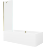 Mexen Cube cadă dreptunghiulară de 180 x 80 cm cu panouri si paravan cu 1 aripă 60 cm, transparent, auriu - 550518080X9506000050