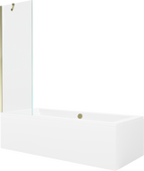 Mexen Cube cadă dreptunghiulară 180 x 80 cm cu carcasă și paravan cu 1 panou de 60 cm, transparent, auriu