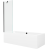 Mexen Cube cadă dreptunghiulară 180 x 80 cm cu carcasă și paravan cu 1 aripă 60 cm, transparent, negru - 550518080X9506000070