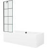 Mexen Cube téglalap alakú kád 180 x 80 cm burkolattal és 1-szárnyú válaszfallal 60 cm, fekete minta