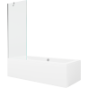 Mexen Cube téglalap alakú kád 180 x 80 cm burkolattal és 1-részes paravánnal 70 cm, átlátszó, króm - 550518080X9507000001