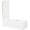 Mexen Cube cadă dreptunghiulară de 180 x 80 cm cu panouri si paravan cu 1 aripă 70 cm, transparent, auriu - 550518080X9507000050
