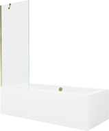 Mexen Cube cadă dreptunghiulară 180 x 80 cm cu carcasă și paravan cu 1 panou 70 cm, transparent, auriu