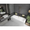 Mexen Cube cadă dreptunghiulară de 180 x 80 cm cu panouri si paravan cu 1 aripă 70 cm, transparent, auriu - 550518080X9507000050