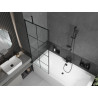Mexen Cube Téglalap alakú kád 180 x 80 cm burkolattal és 1-szárnyú paravánnal 70 cm, fekete minta - 550518080X9507007077