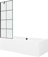 Mexen Cube cadă dreptunghiulară de 180 x 80 cm cu panouri si paravan cu 1 aripă 70 cm, Model negru - 550518080X9507007077