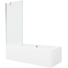 Mexen Cube cadă dreptunghiulară 180 x 80 cm cu carcasă și paravan cu 1 panou de 80 cm, transparent, crom