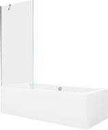 Mexen Cube cadă dreptunghiulară de 180 x 80 cm cu panouri si paravan cu 1 aripă 80 cm, transparent, crom - 550518080X9508000001