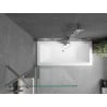 Mexen Cube cadă dreptunghiulară de 180 x 80 cm cu panouri si paravan cu 1 aripă 80 cm, transparent, crom - 550518080X9508000001