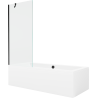 Mexen Cube cadă dreptunghiulară 180 x 80 cm cu panou și paravan cu 1 canat 80 cm, transparent, negru - 550518080X9508000070