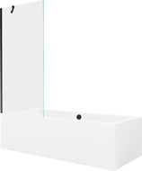 Mexen Cube téglalap alakú kád 180 x 80 cm burkolattal és 1-szárnyú paravánnal 80 cm, átlátszó, fekete