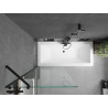Mexen Cube cadă dreptunghiulară 180 x 80 cm cu carcasă și paravan cu 1 canat 80 cm, transparent, negru