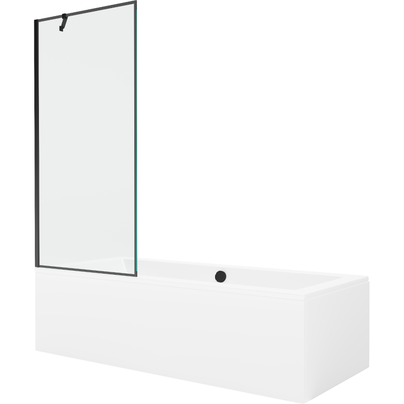 Mexen Cube 180 x 80 cm téglalap alakú kád burkolattal és 1 szárnyas kádparavánnal 80 cm, Fekete minta - 550518080X9508007070