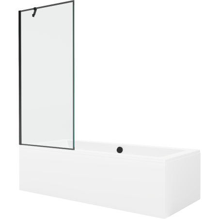 Mexen Cube 180 x 80 cm téglalap alakú kád burkolattal és 1 szárnyas kádparavánnal 80 cm, Fekete minta - 550518080X9508007070