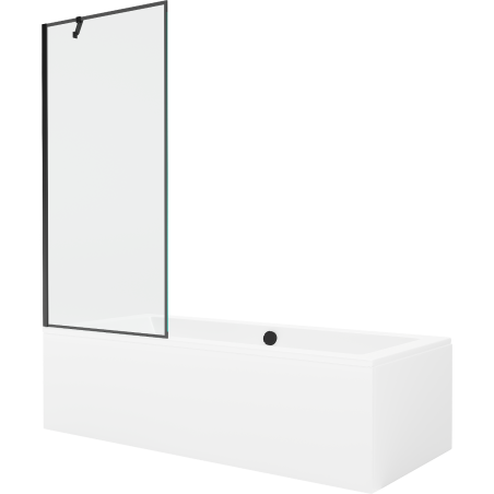 Mexen Cube téglalap alakú kád 180 x 80 cm burkolattal és 1-szárnyú paravánnal 80 cm, fekete mintázat