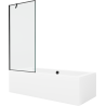 Mexen Cube téglalap alakú kád 180 x 80 cm burkolattal és 1-szárnyú paravánnal 80 cm, fekete minta - 550518080X9508007070