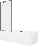 Mexen Cube cadă dreptunghiulară de 180 x 80 cm cu panouri si paravan cu 1 aripă 80 cm, Model negru - 550518080X9508007070