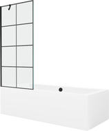 Mexen Cube téglalap alakú kád 180 x 80 cm, burkolattal és 1-szárnyas paravánnal, fekete minta - 550518080X9508007077