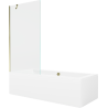 Mexen Cube téglalap alakú kád 180 x 80 cm burkolattal és 1-szárnyú paravánnal 90 cm, átlátszó, arany