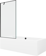 Mexen Cube téglalap alakú fürdőkád 180 x 80 cm burkolattal és 1-szárnyas paravánnal 90 cm, fekete minta