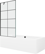 Mexen Cube cadă dreptunghiulară de 180 x 80 cm cu panouri si paravan cu 1 aripă 90 cm, Model negru - 550518080X9509007077
