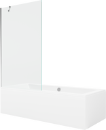 Mexen Cube cadă dreptunghiulară de 180 x 80 cm cu panouri si paravan cu 1 aripă 100 cm, transparent, crom - 550518080X9510000001