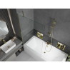 Mexen Cube téglalap alakú kád 180 x 80 cm burkolattal és 1-szárnyas zuhanyfallal 100 cm, átlátszó, arany