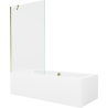 Mexen Cube cadă rectangulară 180 x 80 cm cu carcasă și paravan cu 1 canat de 100 cm, transparent, auriu