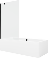 Mexen Cube téglalap alakú kád 180 x 80 cm burkolattal és 1-szárnyú paravánnal 100 cm, átlátszó, fekete