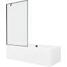 Mexen Cube téglalap alakú kád 180 x 80 cm burkolattal és 1-szárnyú paravánnal 100 cm, fekete mintás