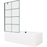 Mexen Cube cadă dreptunghiulară 180 x 80 cm cu carcasă și paravan cu 1 aripă 100 cm, model negru - 550518080X9510007077
