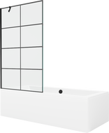 Mexen Cube cadă dreptunghiulară de 180 x 80 cm cu panouri si paravan cu 1 aripă 100 cm, Model negru - 550518080X9510007077
