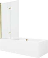 Mexen Cube cadă dreptunghiulară 170 x 80 cm cu panou și paravan cu 2 aripi 100 cm, transparent, auriu - 550517080X9210025000