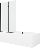 Cadă dreptunghiulară Mexen Cube 170 x 80 cm cu panou și paravan cu 2 uși 100 cm, transparent, negru - 550517080X9210027000