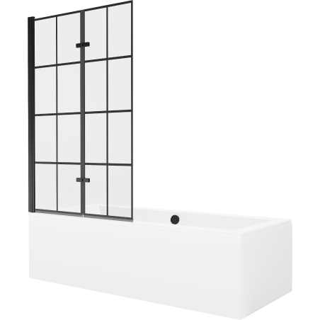 Mexen Cube cadă dreptunghiulară de 170 x 80 cm cu panouri si paravan cu 2 aripi 100 cm, Model negru - 550517080X9210027077