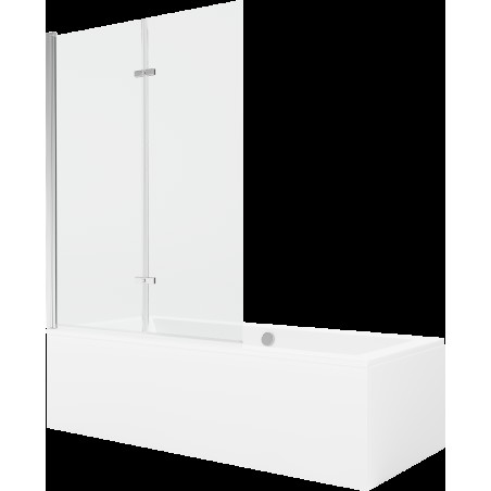 Mexen Cube cadă dreptunghiulară de 170 x 80 cm cu panouri si paravan cu 2 aripi 120 cm, transparent, crom - 550517080X9212020100