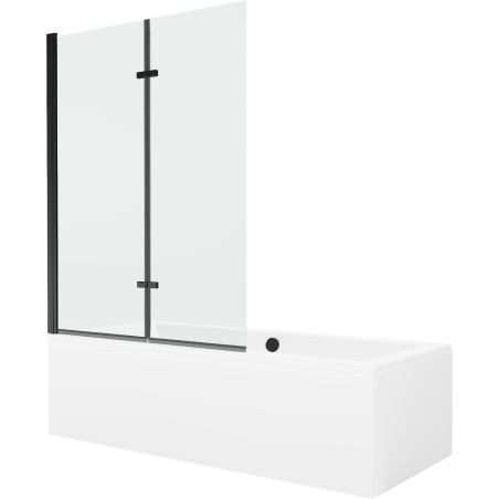 Mexen Cube cadă dreptunghiulară 170 x 80 cm cu cadru și paravan cu 2 canaturi 120 cm, transparent, negru - 550517080X9212027000