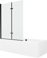 Mexen Cube cadă dreptunghiulară 170 x 80 cm cu cadru și paravan cu 2 canaturi 120 cm, transparent, negru - 550517080X9212027000