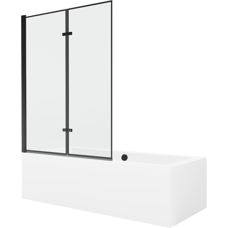 Mexen Cube 170 x 80 cm téglalap alakú kád burkolattal és 2 szárnyas kádparavánnal 120 cm, Fekete minta - 550517080X9212027070
