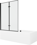 Mexen Cube cadă dreptunghiulară de 170 x 80 cm cu panouri si paravan cu 2 aripi 120 cm, Model negru - 550517080X9212027070