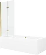 Mexen Cube cadă dreptunghiulară de 180 x 80 cm cu panouri si paravan cu 2 aripi 80 cm, transparent, auriu - 550518080X9208025000
