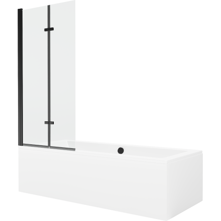 Cadă dreptunghiulară Mexen Cube 180 x 80 cm cu carcasă și paravan cu 2 uși 80 cm, transparent, negru - 550518080X9208027000