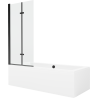 Cadă dreptunghiulară Mexen Cube 180 x 80 cm cu carcasă și paravan cu 2 uși 80 cm, transparent, negru - 550518080X9208027000