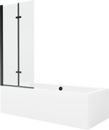 Cadă dreptunghiulară Mexen Cube 180 x 80 cm cu carcasă și paravan cu 2 uși 80 cm, transparent, negru - 550518080X9208027000