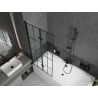 Mexen Cube cadă dreptunghiulară de 180 x 80 cm cu panouri si paravan cu 2 aripi 80 cm, Model negru - 550518080X92080027077