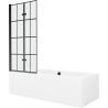 Mexen Cube cadă dreptunghiulară de 180 x 80 cm cu panouri si paravan cu 2 aripi 80 cm, Model negru - 550518080X92080027077