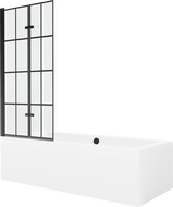 Mexen Cube cadă dreptunghiulară de 180 x 80 cm cu panouri si paravan cu 2 aripi 80 cm, Model negru - 550518080X92080027077
